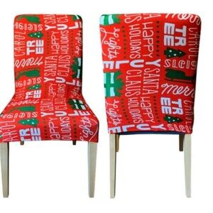 JOYIN 4 PC Christmas Dining Room Chair Protector Slipcovers Seat Cover red E35